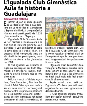 NOTICIES - IGUALADA CLUB GIMNASTIC AULA